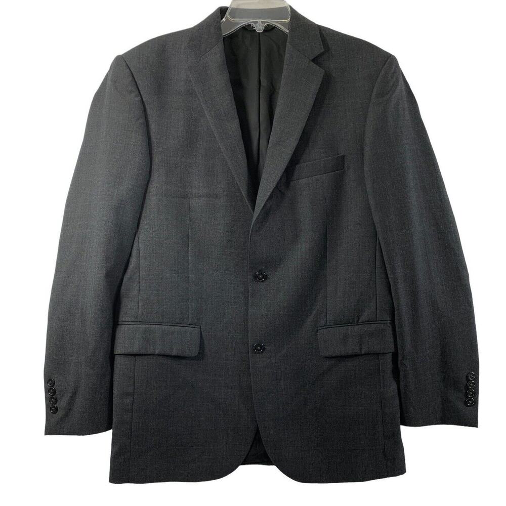 Jos A Banks Wool Blazer  Mens 41L Chelsea Dark‎ Gray Tailor Fit Sports Jacket